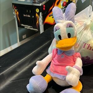 Plush Toy with Pink Dress and Purple Bow